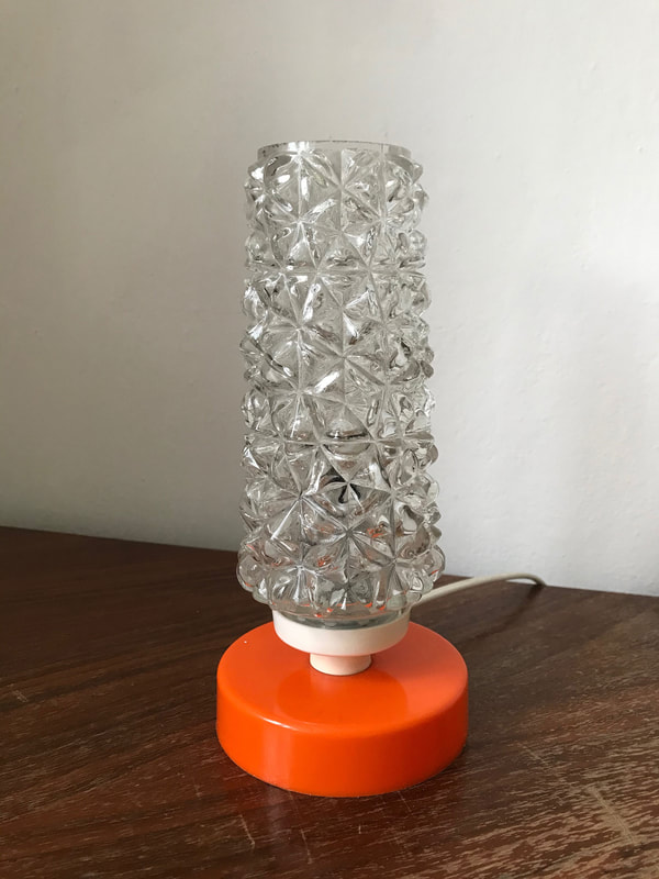 Full image of Vintage lamp - Glass with an orange base