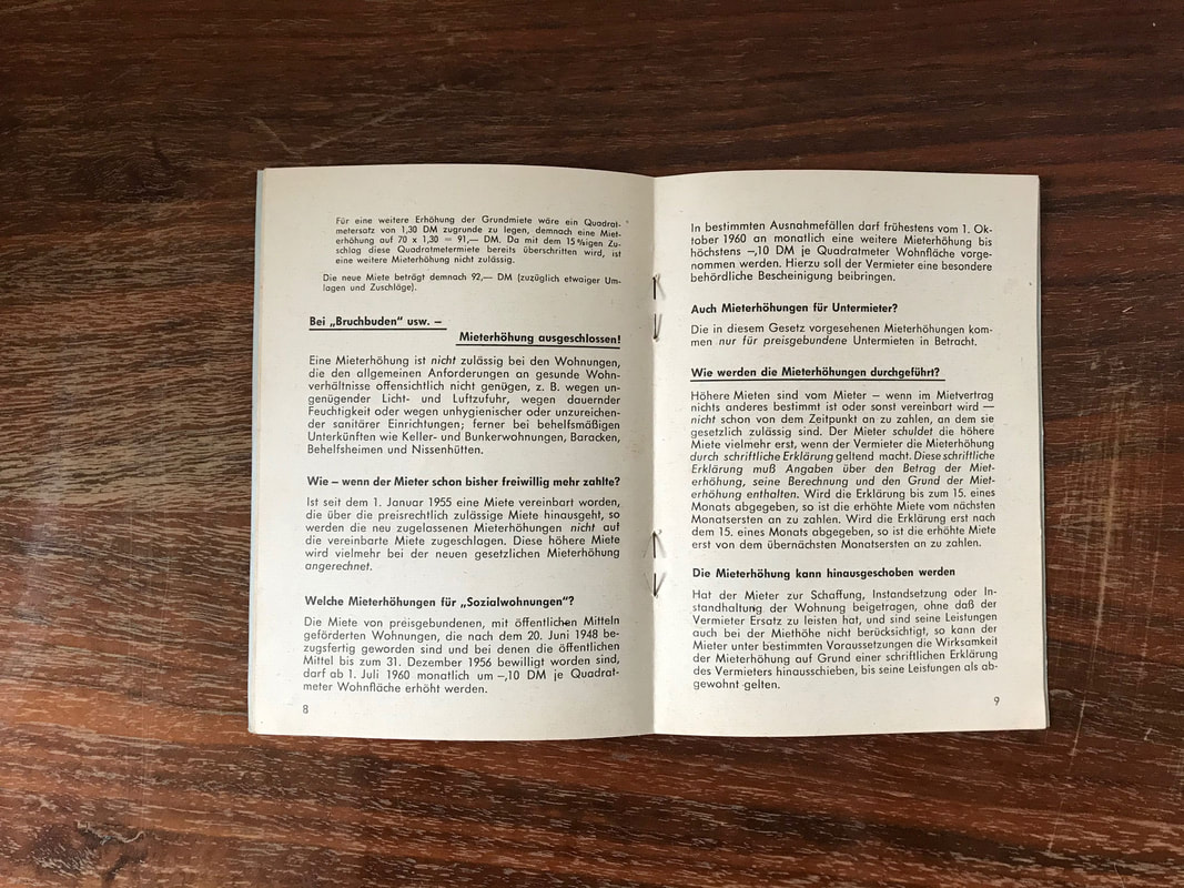 Middle Pages of 1961 German Rent Booklet